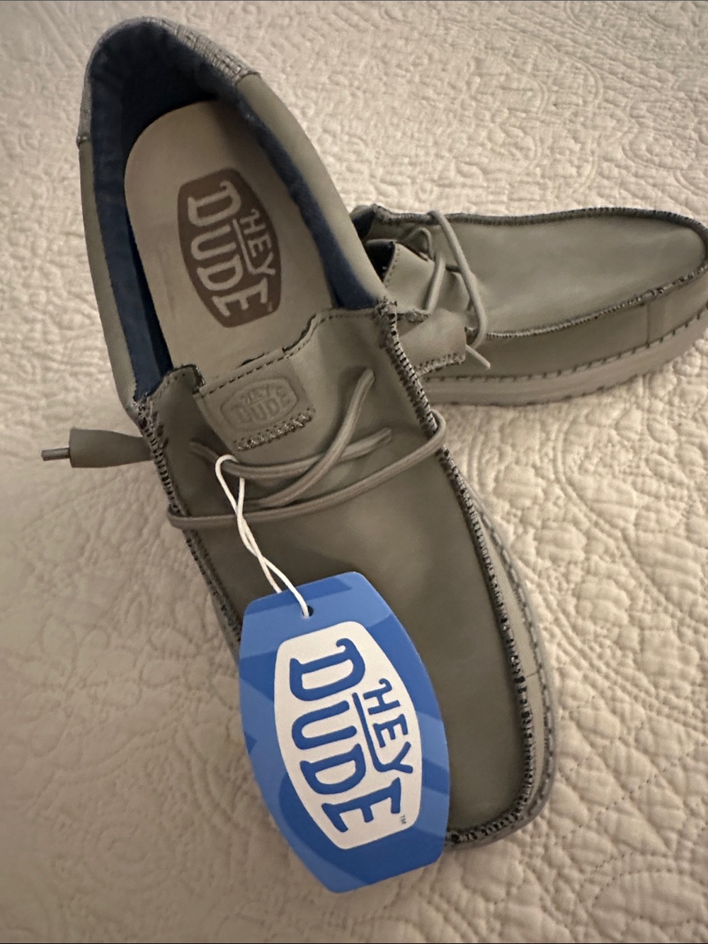 Hey Dude Men's Grey Slip-On Boat Shoes with Soft Lining